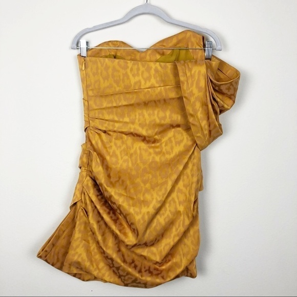 Acler Tomsey Draped Mini Dress in Dark Gold Cocktail Party Evening One Shoulder - Picture 4 of 8